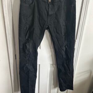 Men's Black Distressed Jeans